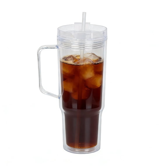 40 oz Clear Plastic Tumbler - Reusable Iced Coffee Cup with Lid and Straw, Suitable for family gatherings, movies, car trips and outdoor iced coffee cups Perfect for Daily Use and festival gifts
