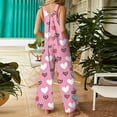 thumbnail image 7 of Fgvctg Valentine's Day Women's Overalls Wide Leg Pant Adjustable Love Heart Print Overalls Sleeveless Romper Spaghetti Straps Jumpsuit Loose Bib Overalls Sprimg Clothing With Pockets Light pink 5XL, 7 of 7