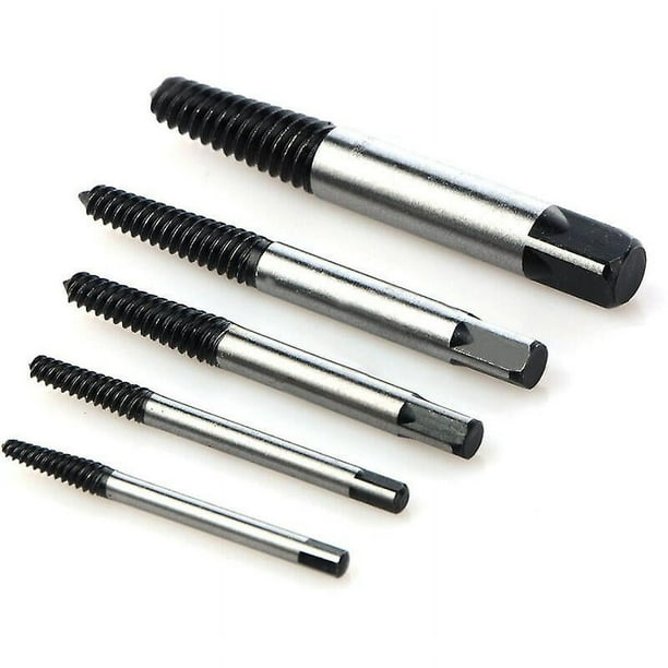 Extractores de tornillos dañados de 5 piezas, puntas extractoras de tornillos rotos de 3 mm a 18 mm, destornillador pelado, extractores helicoidales, elimina fácilmente tornillos de tuercas rotas o B
