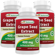 3 Pack Best Naturals Grape Seed Extract 400 mg 60 Vegetarian Capsules