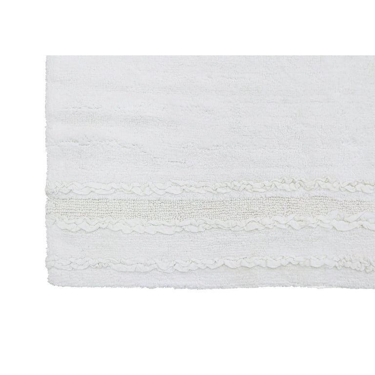 Home Decorators Collection 17 in. x 24 in. White Textured Border Cotton Machine Washable Bath Mat