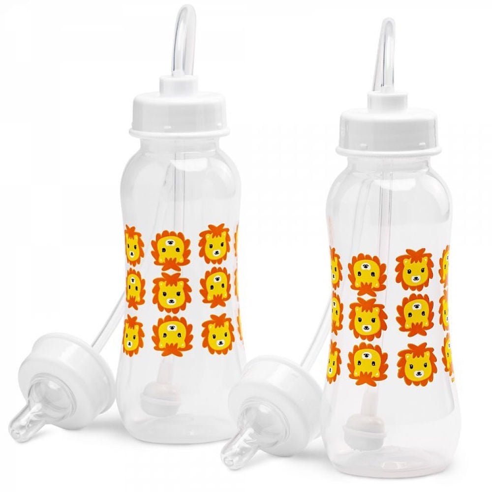Hands-Free Baby Bottle - Anti-Colic Self Feeding System 9 oz (2 Pack - Lion)