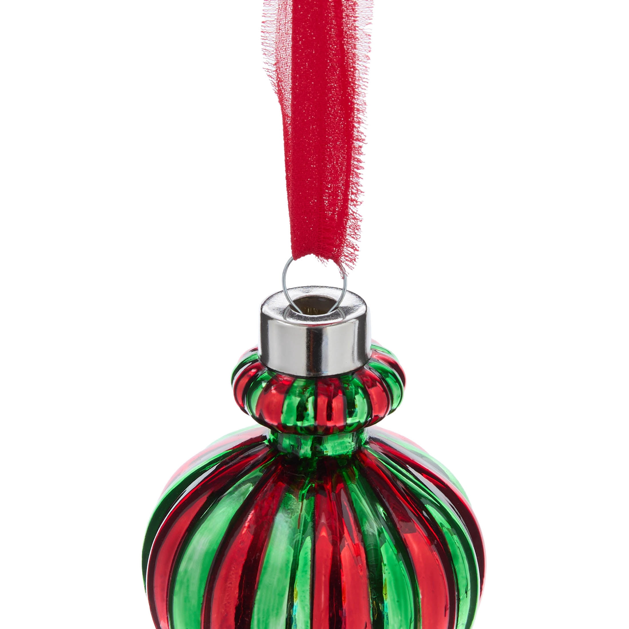 Red and Green Glass Finial Christmas Ornament, 6", by Holiday Time