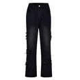 thumbnail image 6 of Casual Bottoms For Mens Fashion High Street Washed Old Loose Fashion Y2K Jeans For Mens,Black,S, 6 of 9