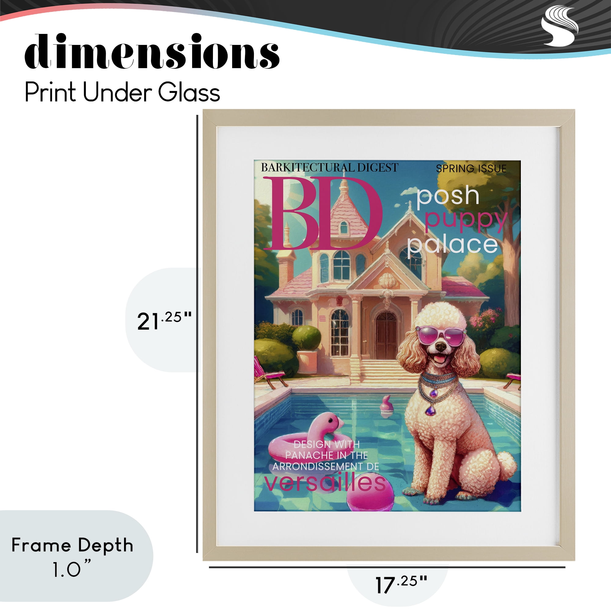 Stupell Industries Poodle Magazine Parody Birch Framed Print Under Glass, design by Grotto Studios