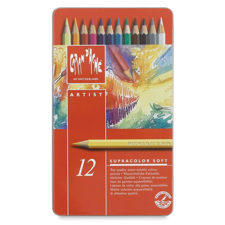Caran d'Ache Supracolor Soft Aquarelle Pencil Set - Assorted Colors, Set of  12 