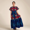 thumbnail image 3 of Bintarealwax African Women's Waist Belt Dress Plus Size Dress Casual Loose Dress Simple Versatile Women's Clothing WY10881, 3 of 5