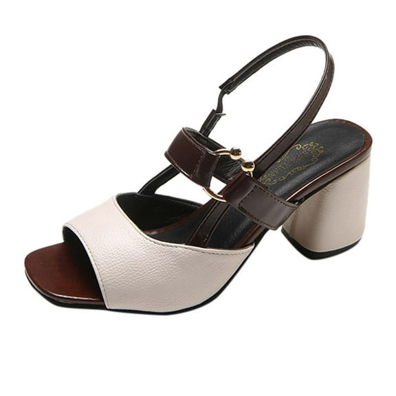 Women's Wild High Heels With A Buckle Sandals Thick Heel Peep Toe Casual Shoes
