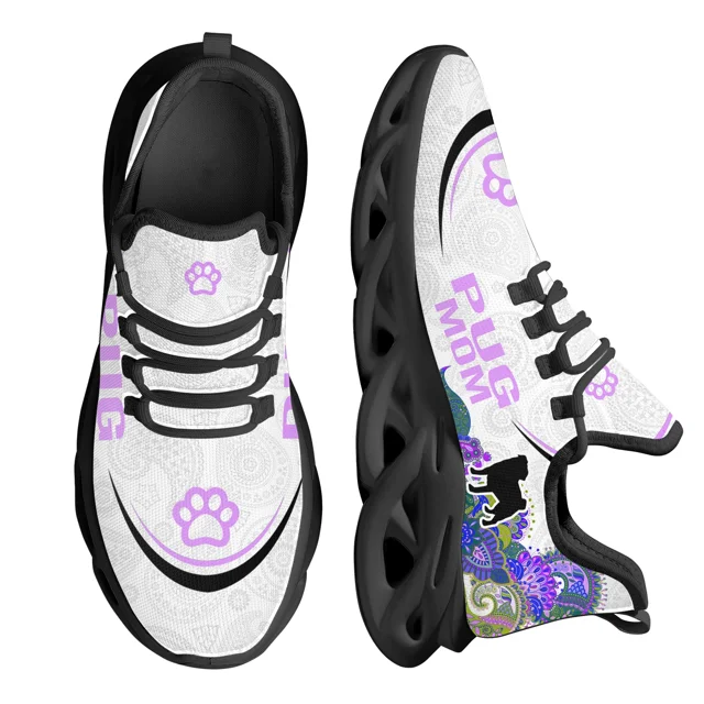 Zapatos de mujer con diseño de cachemira y diseño de Pug Mom, zapatillas transpirables, cómodas y casuales de malla, zapatillas de moda para mujer