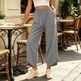 thumbnail image 5 of VBVC Women's Elastic Waist Curved Hem Pants , Casual Stretchy Joggers For Women , Ladies' Wide Leg Trousers with Pockets, S-2XL, 5 of 6