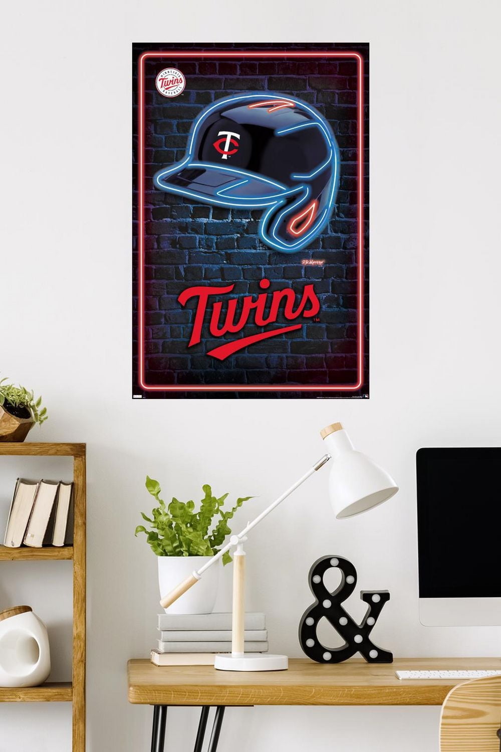 MLB Minnesota Twins - Neon Helmet 23 Wall Poster, 22.375" x 34"