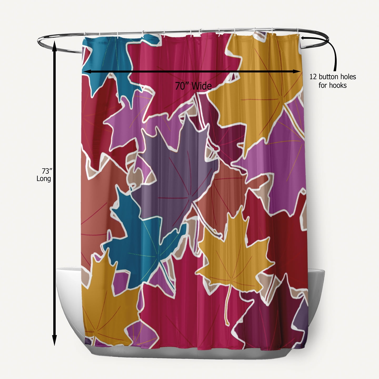 Simply Daisy 70" W x 73" L Leaf Pile Polyester Shower Curtain, Larkspur [1 Ct]