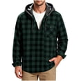 thumbnail image 3 of Men's Plaid Shirt with Chest Pocket,Button Long Sleeve Hooded Pullover Top with Drawstring,Trendy Casual Outfits, 3 of 7