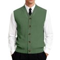thumbnail image 2 of Resicozy Men's Sleeveless Sweater Vest V-Neck Casual Knit Button Down Solid Color Cardigan Vest Army Green 3XL, 2 of 7