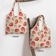 thumbnail image 3 of Xecao's Strawberries Canvas Tote Bag is a versatile choice for women, serving as a stylish beach bag, shopping bag,and reusable grocery bag., 3 of 5