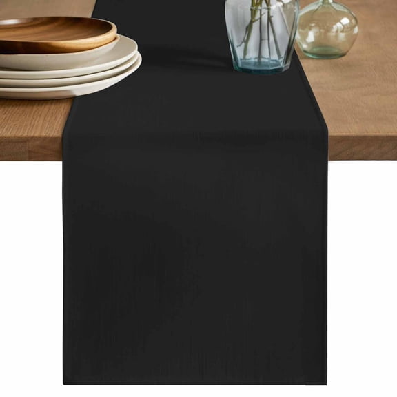 Black Pure Color Cotton Linen Table Runner for Dining Kitchen, Aesthetics Contemporary Luxury Wedding Outdoor Party Tablerunners Decoration, Dresser Scarf Coffee Tablecloth Runners 13x72 Inches