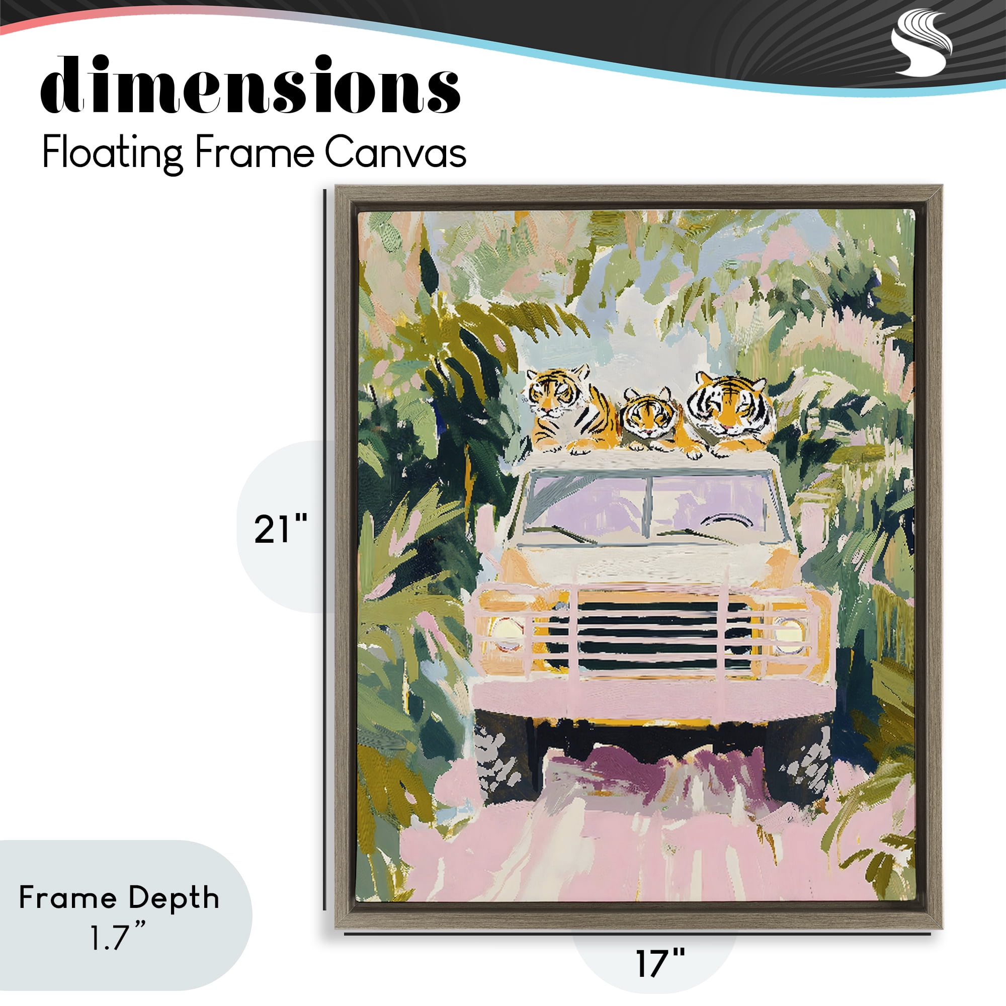 Stupell Industries Safari Trip Tiger Trio Brown Framed Floater Canvas Wall Art, design by The Prints Vibe