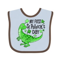 Inktastic My 1st St. Patrick's Day Green Dinosaur Boys or Girls Baby Bib