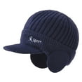 thumbnail image 2 of Winter Beanie w/Visor & Earflaps for Men Outdoor Winter Knitted Hat, 2 of 8