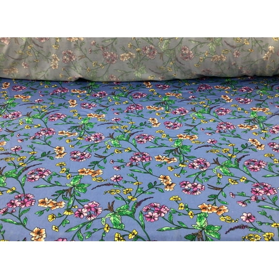 Printed DTY Spandex Stretch Apparel Fabric Orange Yellow Purple Blue Floral J311