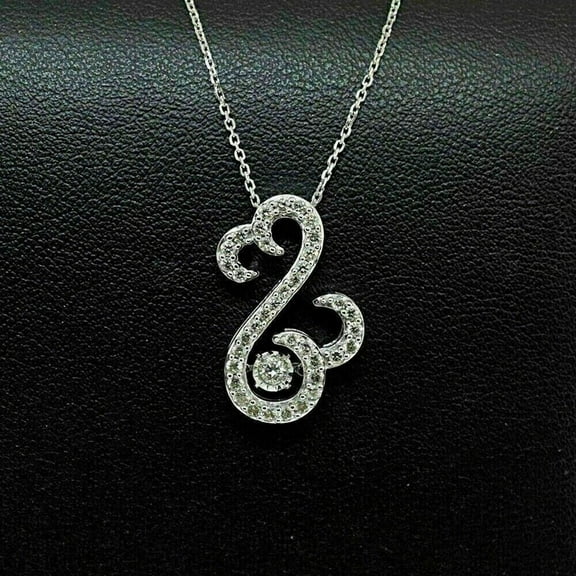 1.50 Ct Round Cut Lab Created Diamond Open Heart Pendant Necklace 14K White Gold Plated Silver