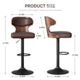 thumbnail image 5 of Hawsaiy Bar Stools Set of 2, Adjustable Height 24.5"-33.5", Bentwood Swivel Barstools with Back & Footrest, PU Leather Upholstered Bar Chairs for Kitchen Island, Dining Room, Home Bar, 5 of 9