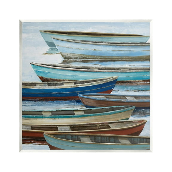 Stupell Industries Rustic Canoes on Lake Transportation Painting Unframed Art Print Wall Art, 12 x 12