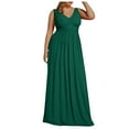 thumbnail image 2 of Nxznwn Women's Wedding Guest Dress Plus Size V-Neck Pleated Maxi Semi-Formal Dress Evening Party Bridesmaid Dresses, 2 of 6