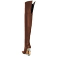 thumbnail image 3 of FSJ Women Simple Square Closed Toe Over The Knee Boots Sparkly Crystal Block Heel Thigh High Boots Back Zipper Party Prom Office Boots Shoes Size 8.5 Brown, 3 of 4
