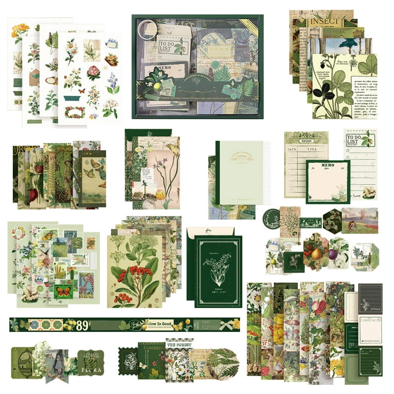 155pcs Material Hardcover Journaling Kit Gift Box Set In Green