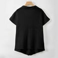 thumbnail image 5 of Women 2 Piece Outfits Long Sleeve Button Down Blouse And Shorts Shirts Sets Black L, 5 of 7