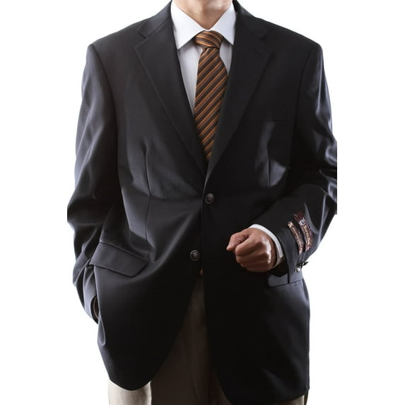 Men's Single Breasted 2 Button Super 110's Black 100% Wool Blazer