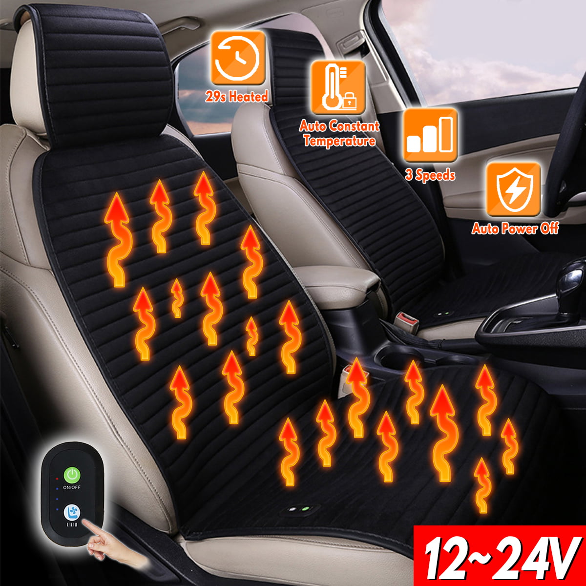 2V 24V 3 Speed Seats Seat Heated Seat Pad Car Heating Pads Heating Mats Winter