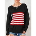 thumbnail image 2 of SUNSIOM Pull Tricoté Automne Hiver pour Femmes Manches Longues Col Rond Imprimé Drapeau Tricoté Ample, 2 of 6