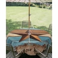 thumbnail image 3 of Outdoor Tablecloth with Umbrella Hole Zipper Western Texas Star Retro Round Tablecloth 60" Waterproof Table Cloth Country Farmhouse Light Blue Brown Wooden Patio Table Cover Tablecloths for Picnic, 3 of 8