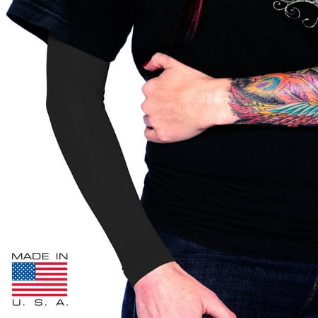 Tat2X Ink Armor Full Arm Tattoo Cover Up Sleeve - Made in USA - UV Protection - Black - ML (single tattoo cover
