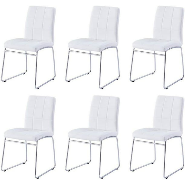 Dining Chairs Set Of 6 Modern Faux, Modern Chrome Dining Room Chairs
