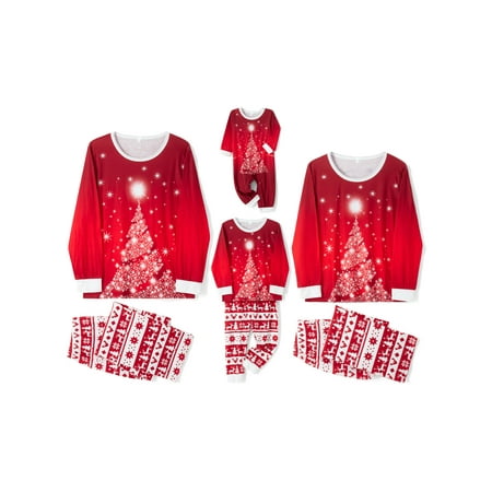 

Suanret Christmas Pajamas for Family Matching Pjs Set Xmas Jammies Tree Printed Holiday Pjs Nightwear for Dad Mom Kids Baby Homewear