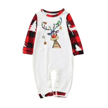 

Sanfanil Baby Family Christmas Pajamas Cute Christmas Print Pajamas Plaid Holiday Pajamas Set Parent Child