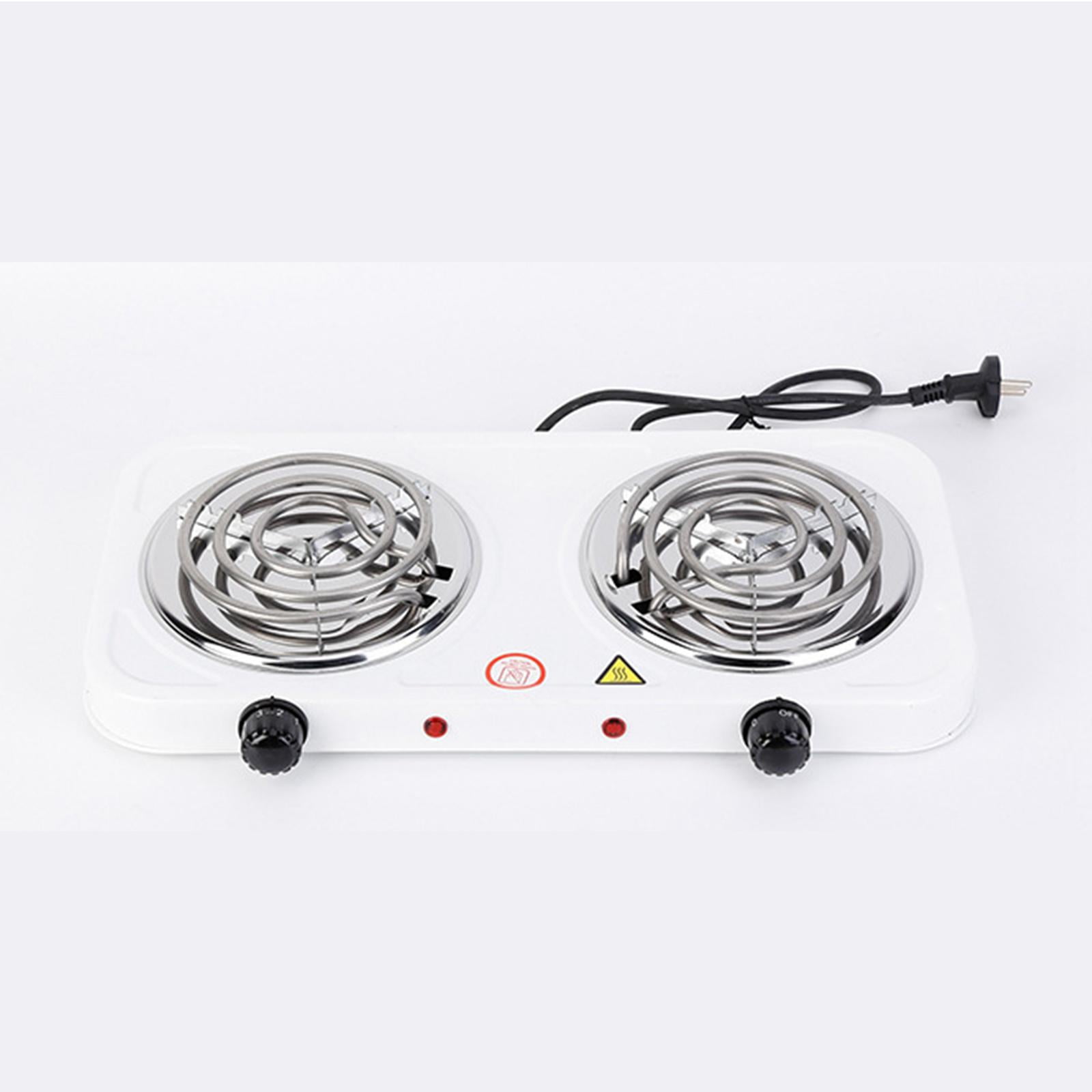 Double Burner Cooktop, 2000W Electric Cooktop for Home, Travel, Camping, Outdoor Activities, Power Indicator Lights Electric Coil Burner