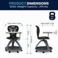 thumbnail image 4 of Emma + Oliver Black Mobile Desk Chair - 360° Tablet Rotation and Storage Cubby, 4 of 12