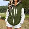 thumbnail image 2 of Jsaierl Women's Trendy Color Block Zip Up Hoodies Sweatshirts with Drawstring and Kangaroo Pocket Oversized Sporty Tops S-2XL, 2 of 6