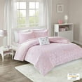 thumbnail image 3 of Mi-Zone Rosalie Metallic Printed Plush Comforter Set Pink/Silver Full/Queen, 3 of 5