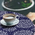 thumbnail image 2 of Ambesonne Floral Print Fitted Round Tablecloth, Wildflowers Scroll, 40"- 44" Diameter, Indigo and White, 2 of 5