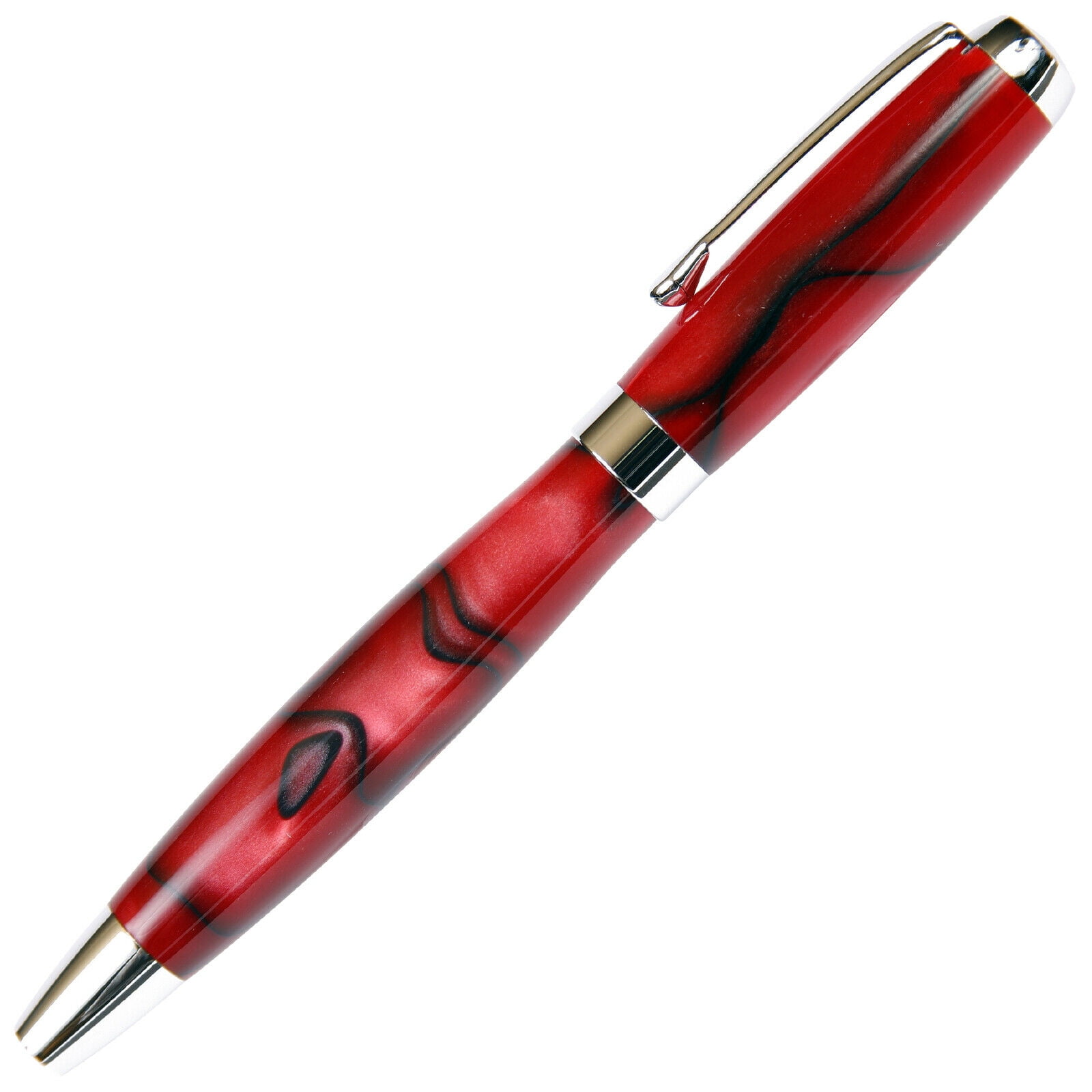 Red & Black Marbleized Gloss Body, Tuscany Rollerball Pen (Black Ink, Medium Tip 0.7 MM)