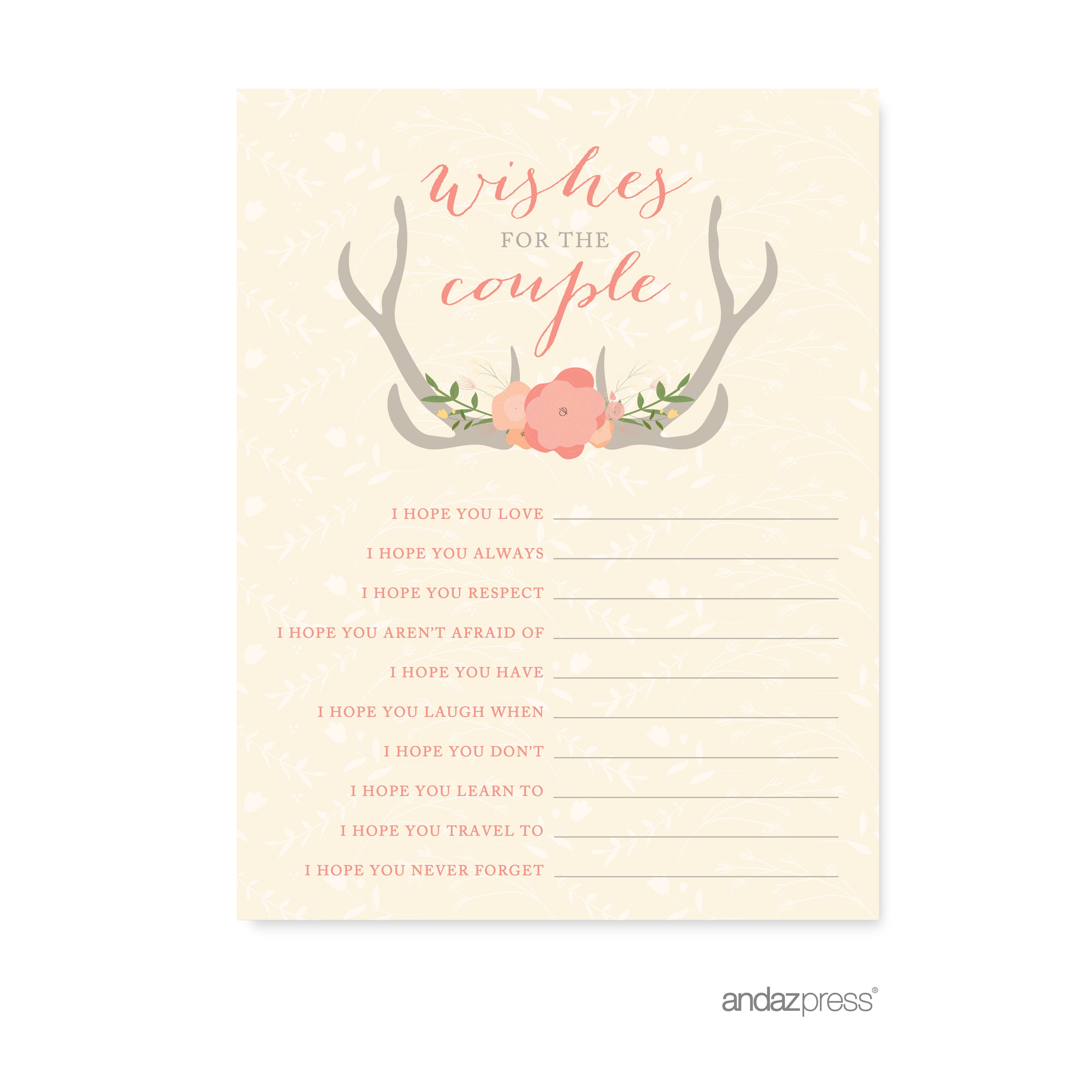 Wishes For The Newlyweds  Woodland Deer Wedding Cards Guest Book Alternative, 20-Pack