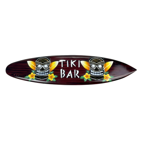 Chesapeake Bay Ltd Wood Tiki Bar Surfboard Wall Decor 39.5" Decorative Beach Sign Art