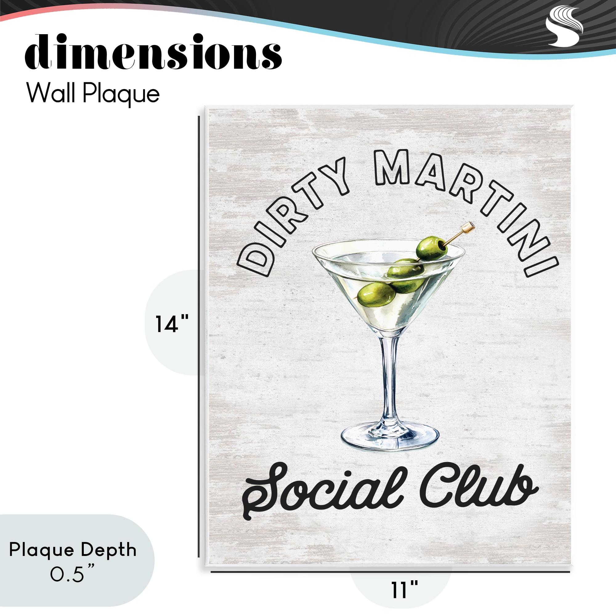 Stupell Industries Dirty Martini Social Club Wall Plaque Art, design by Lettered and Lined