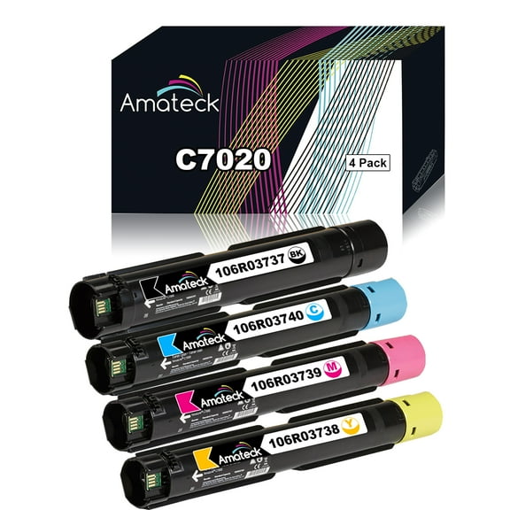 Amateck Compatible High Yield Toner Cartridge Replacement for Xerox 106R03737 106R03738 106R03739 106R03740 4 Pack for VersaLink C7020, VersaLink C7025, VersaLink C7030