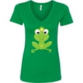 thumbnail image 3 of Inktastic Cute Frog, Green Frog, Crown, Frog Prince Women's V-Neck T-Shirt, 3 of 5